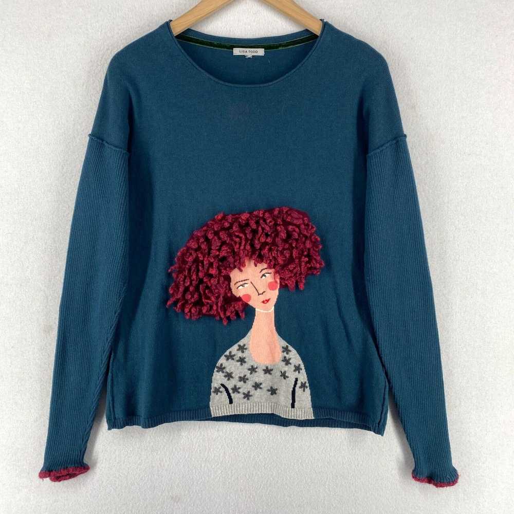 Vintage LISA TODD Sweater S Curly Red Hair Crew N… - image 2