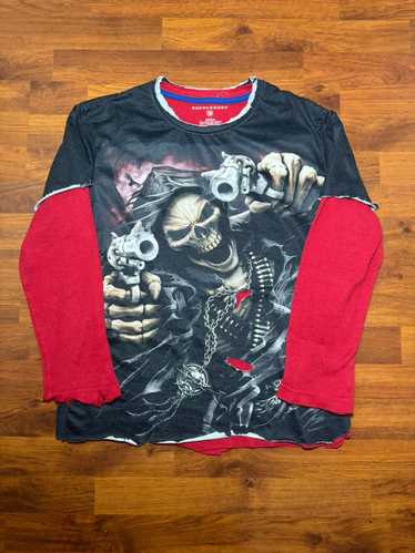 Rare × Streetwear Layered skull tee - image 1