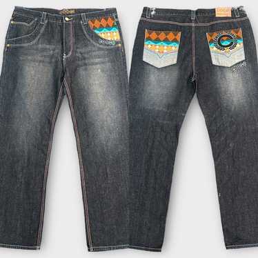 COOGI Vintage Jeans Pants Trousers Hype Navy Blue Logo Colorful
