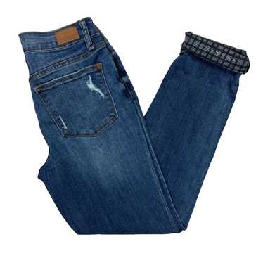 Judy Blue Judy Blue Plaid Cuff Slim Jeans