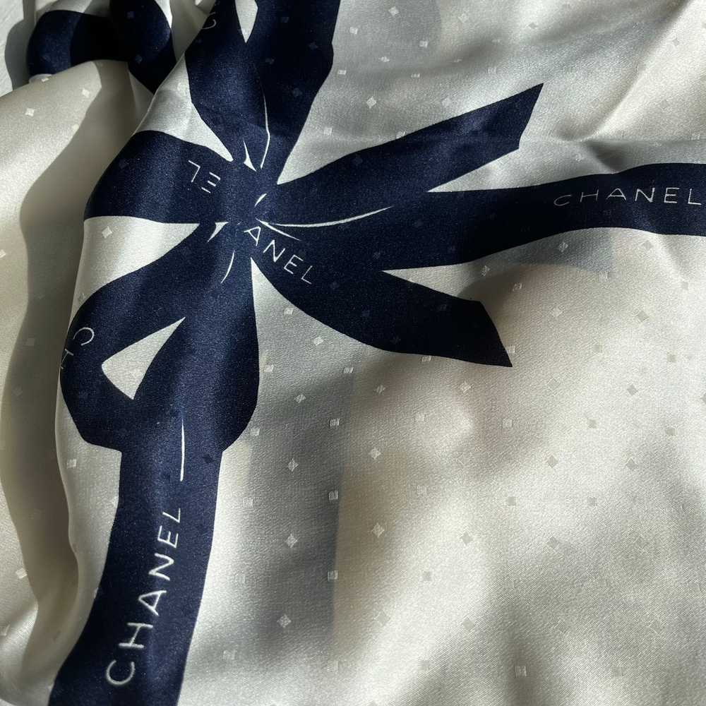 Chanel Chanel Ivory and Royal Blue Silk Ribbon Sc… - image 4