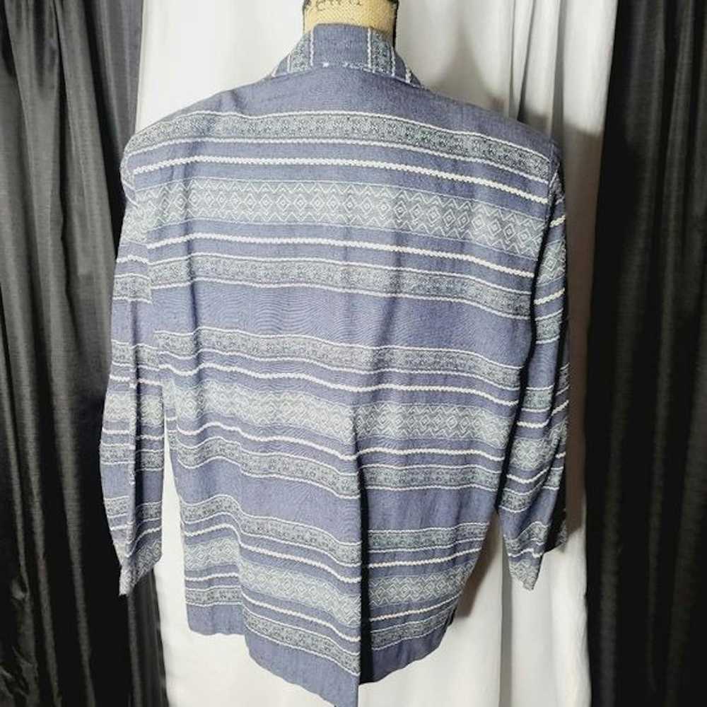 Vintage Vintage 80s 90s Stefano Blue Striped Sout… - image 2