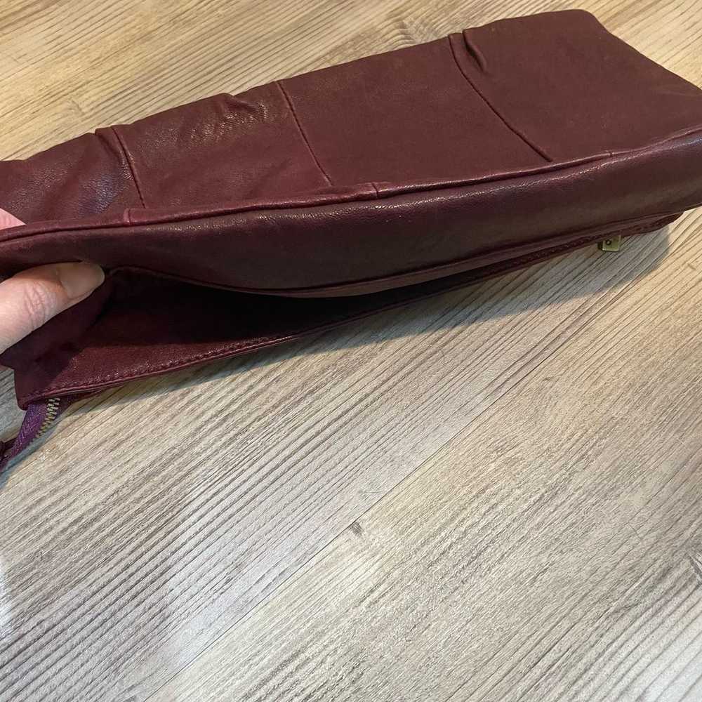 Hobo Burgundy Leather Fold Over Clutch - image 9