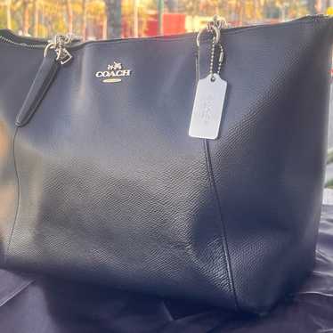 COACH Ava Black Pebbled Leather & Chain Tote - image 1