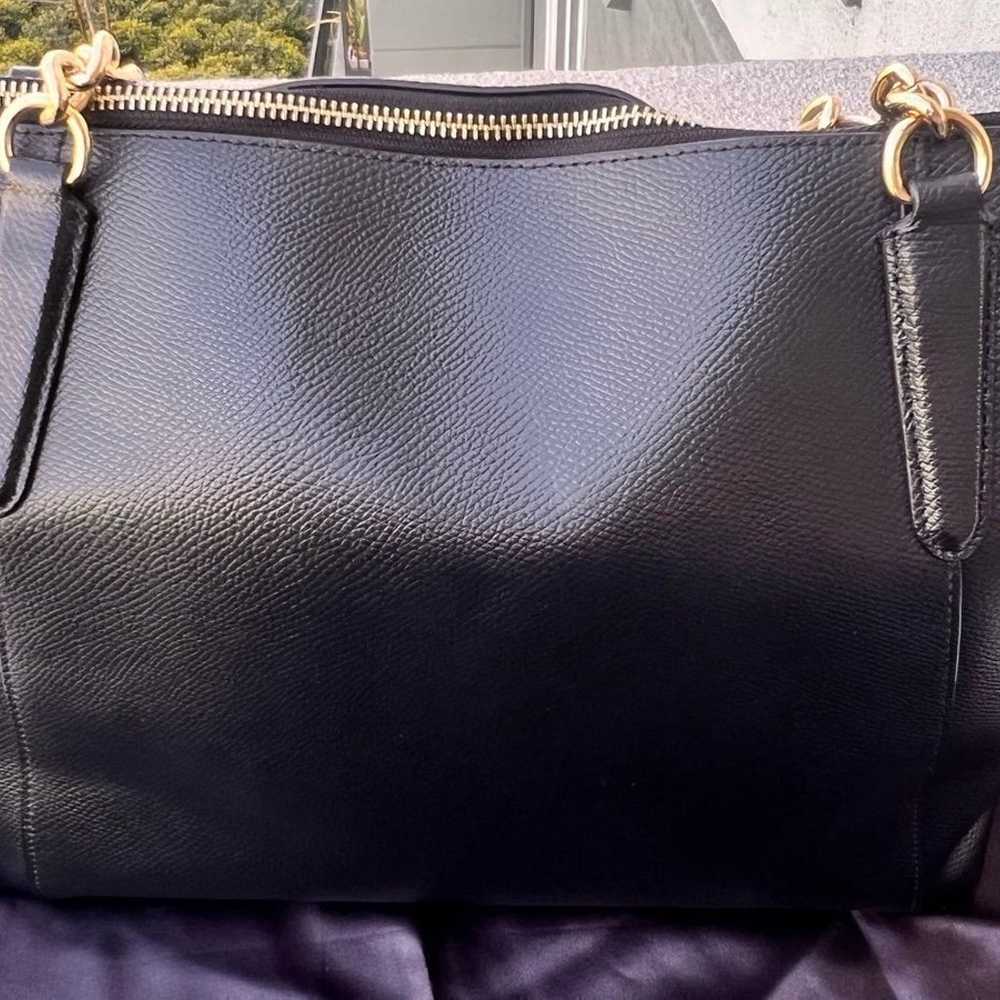 COACH Ava Black Pebbled Leather & Chain Tote - image 3