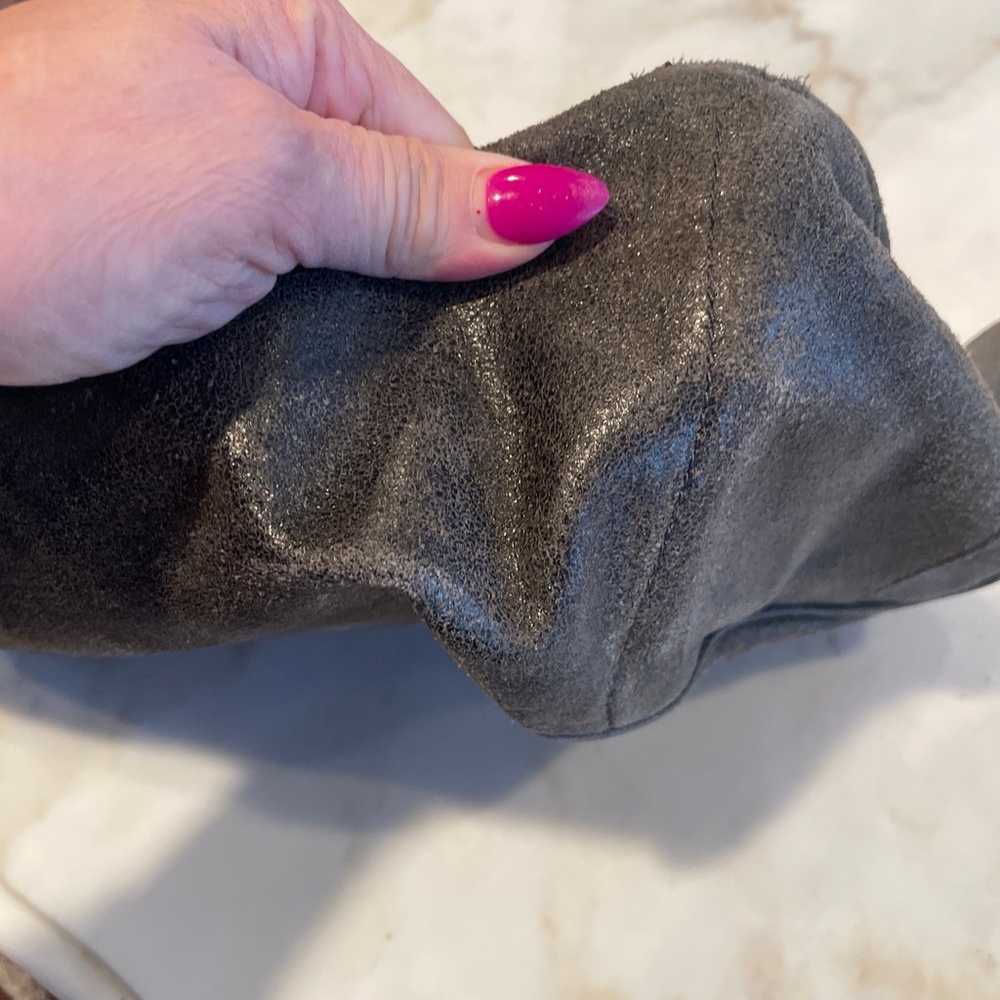 Vintage grey leather Celine satchel handbag - image 11