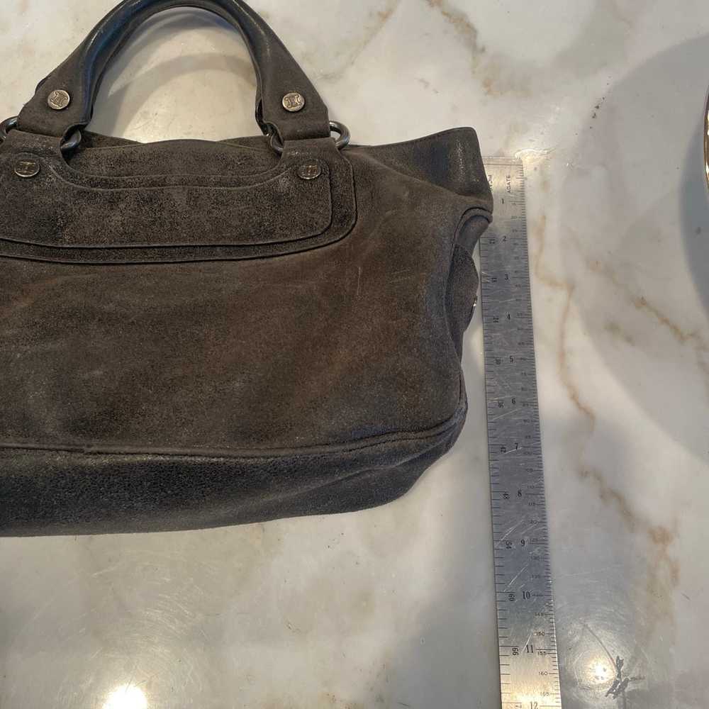 Vintage grey leather Celine satchel handbag - image 2