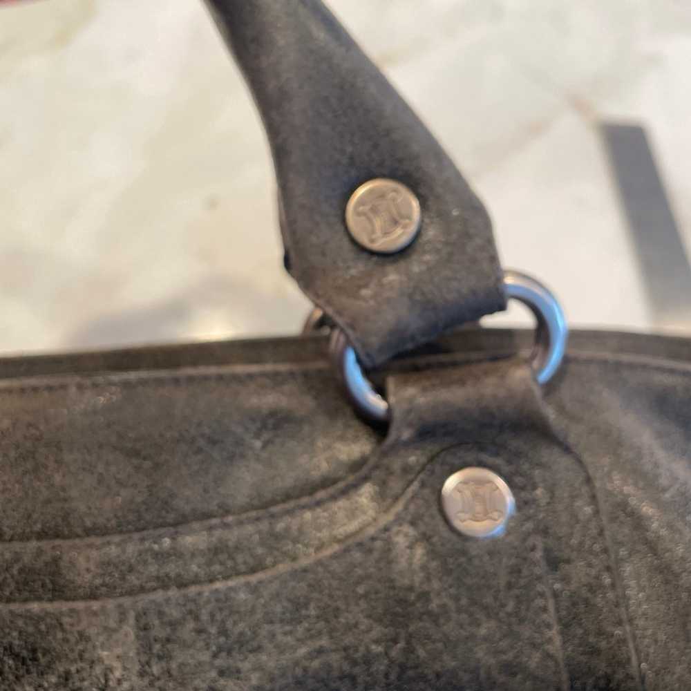 Vintage grey leather Celine satchel handbag - image 3