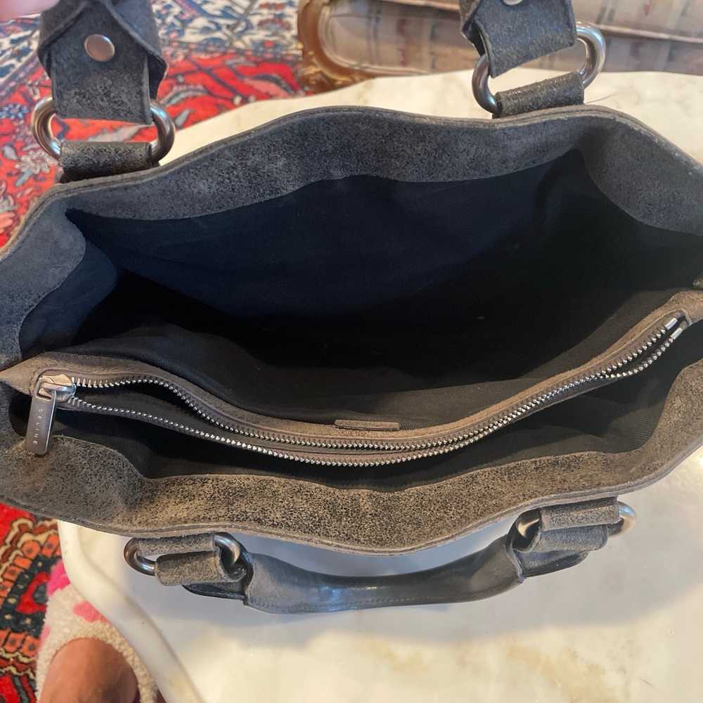 Vintage grey leather Celine satchel handbag - image 5