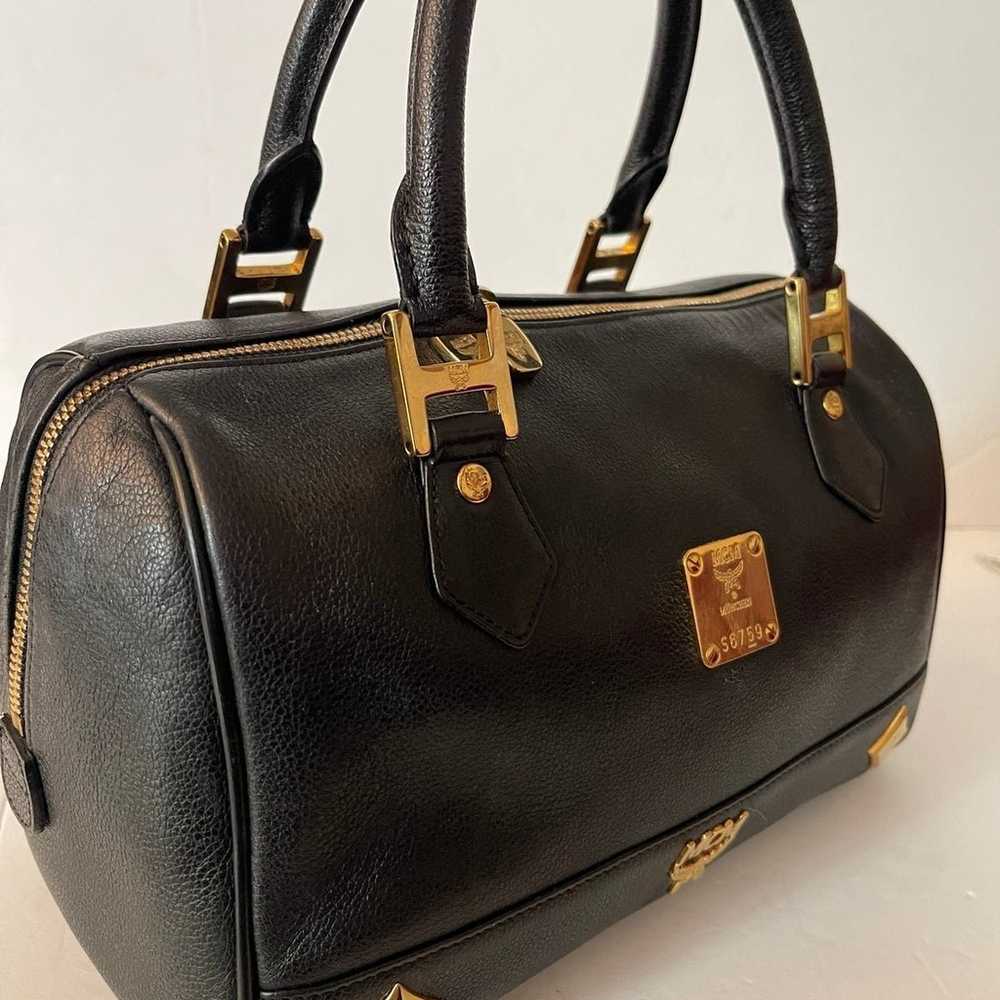 MCM Black Medium Leather Boston Handbag - image 6