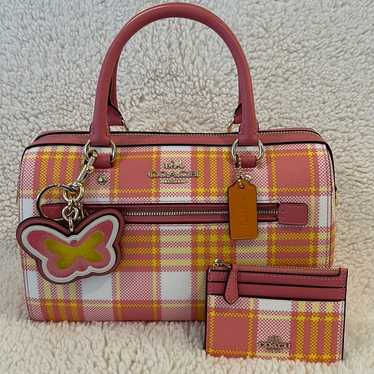 Coach Rowan Satchel With shops Garden Plaid Print