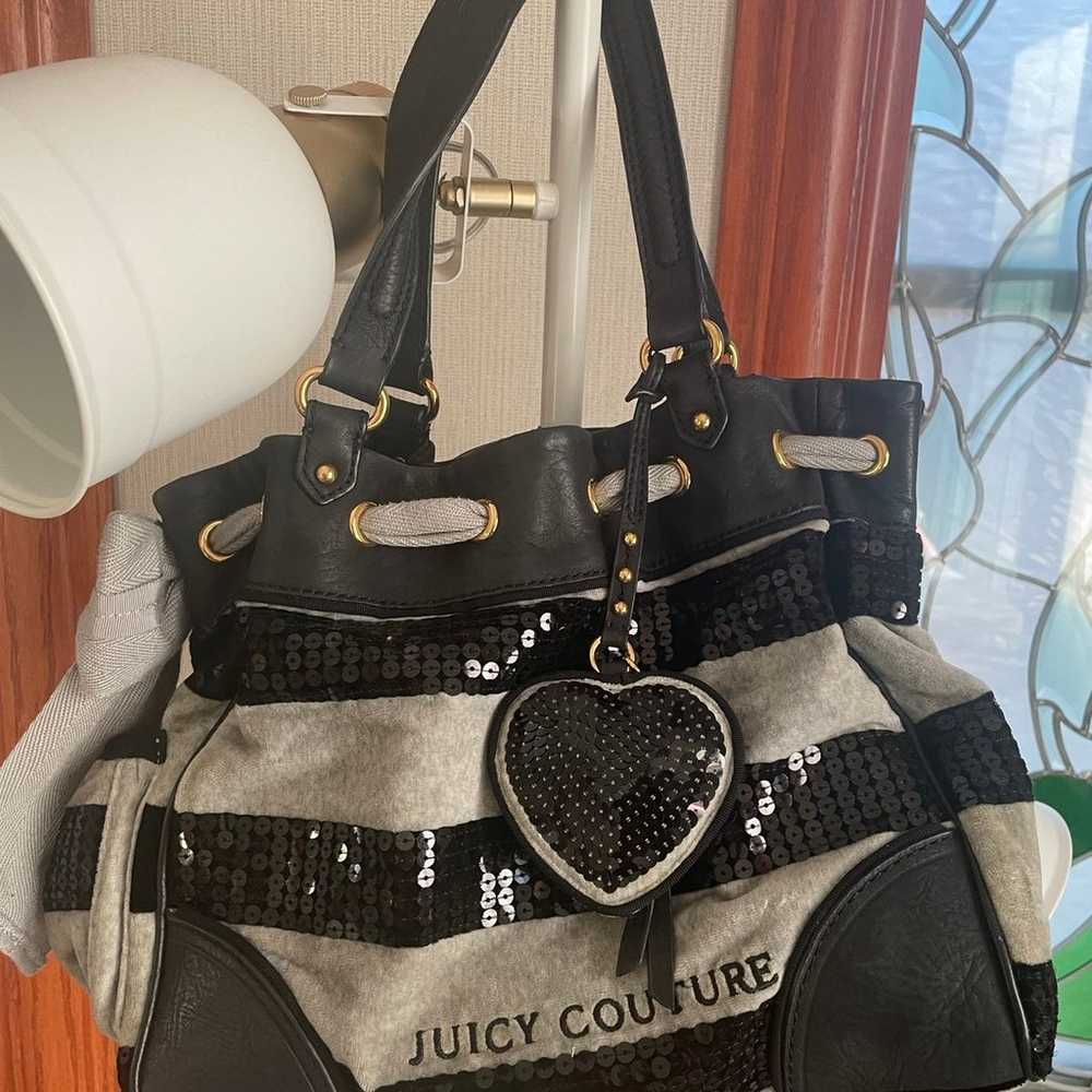 Vintage Juicy Couture Black Gray Stripe Sequin Ve… - image 7