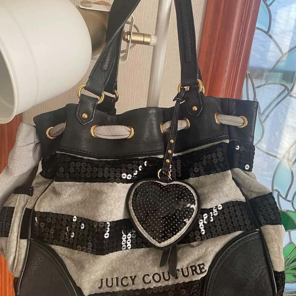 Vintage Juicy Couture Black Gray Stripe Sequin Ve… - image 9