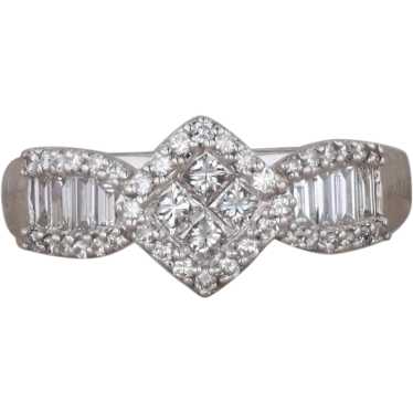 18k White Gold Diamond Halo Ring - image 1