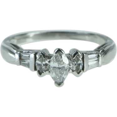 Platinum 0.50 Ctw Marquise Diamond Engagement Rin… - image 1