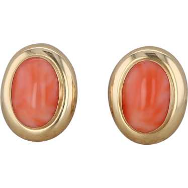 14k Yellow Gold Coral Earrings