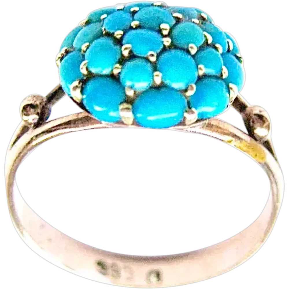 Rose Gold and Turquoise Vintage Ring - image 1