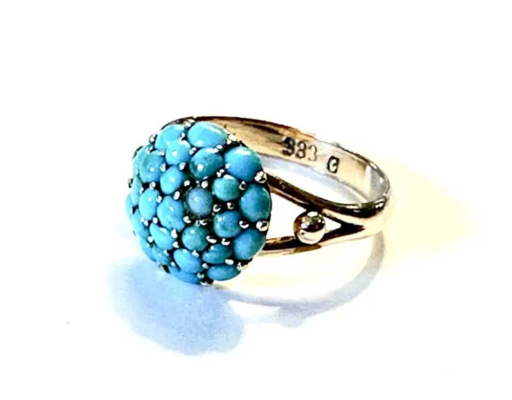 Rose Gold and Turquoise Vintage Ring - image 3