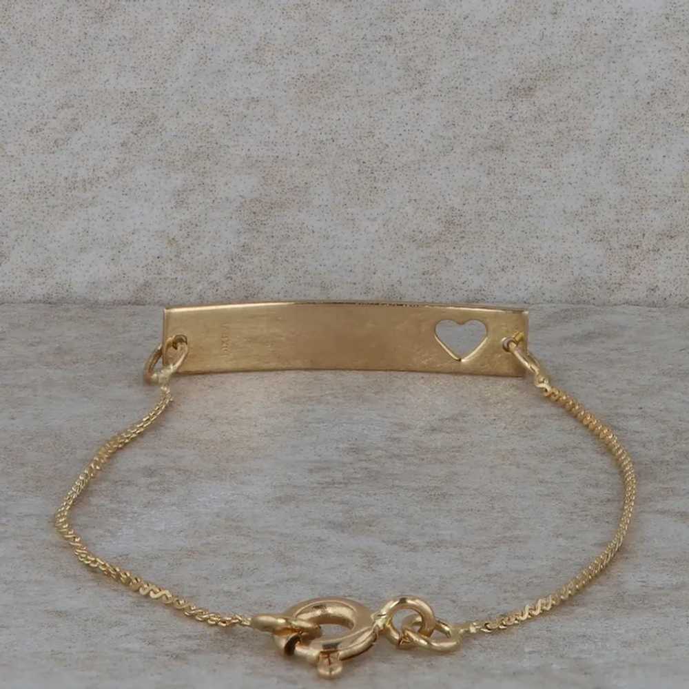 14k Yellow Gold Bar and Heart Cut Out Baby Bracel… - image 3