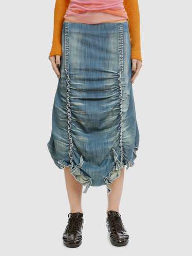 Gathered Denim Midi Skirt - image 1