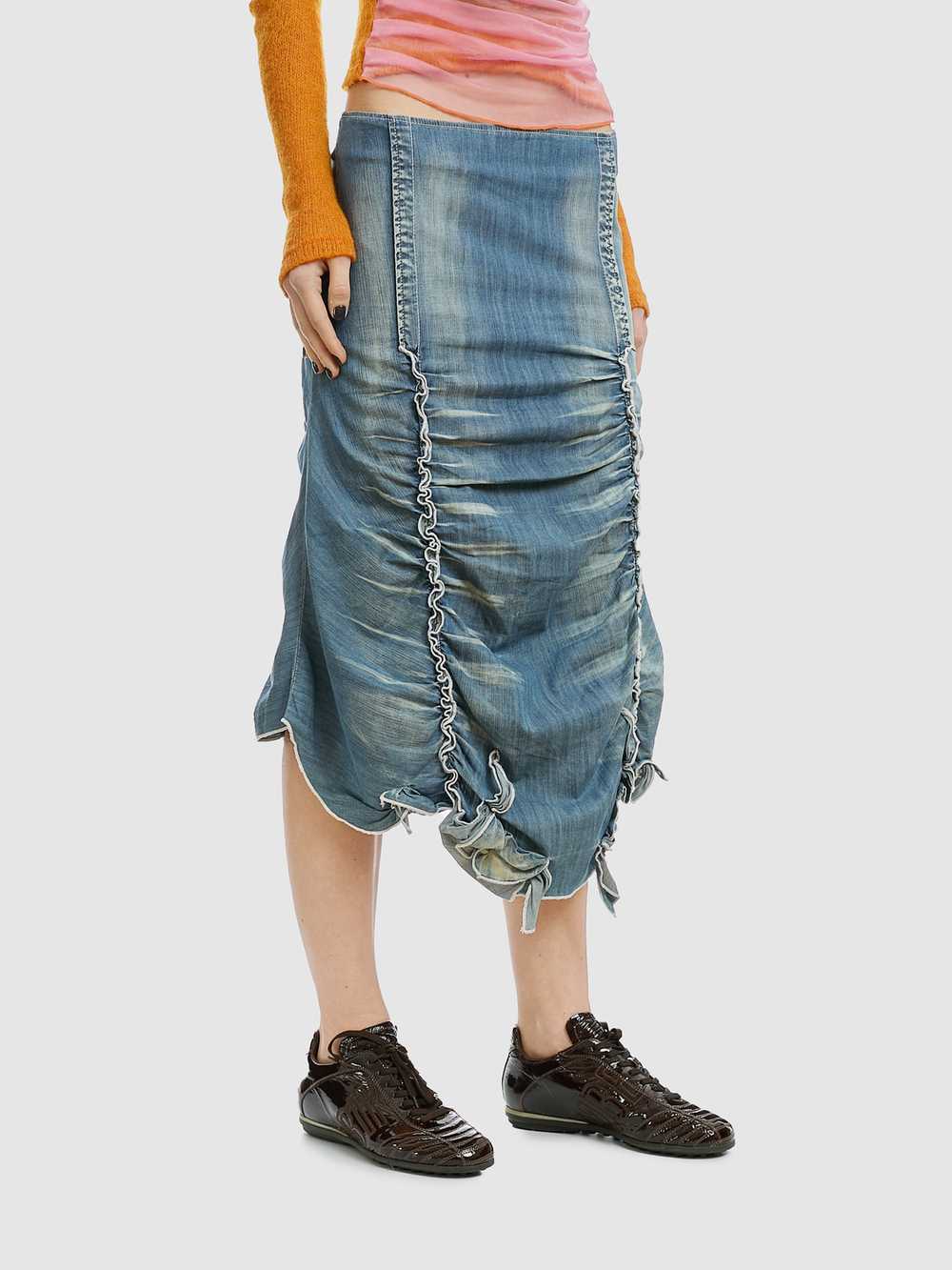 Gathered Denim Midi Skirt - image 2