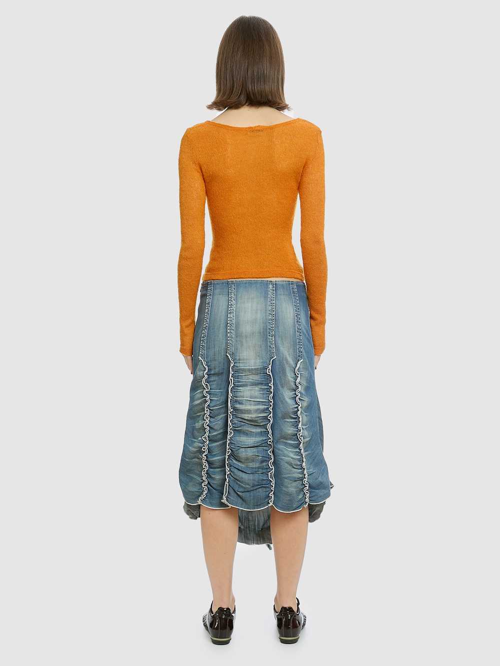 Gathered Denim Midi Skirt - image 5