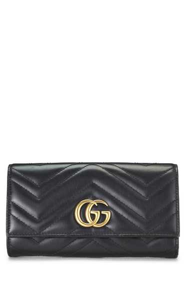 Black Leather GG Marmont Continental Wallet