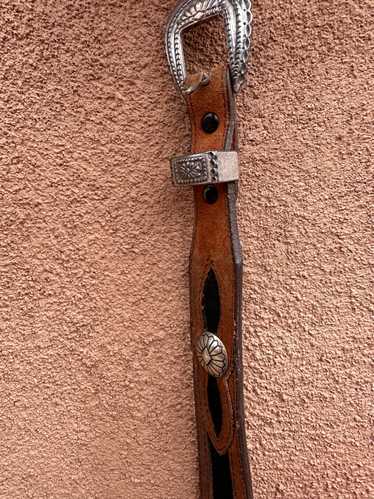 Suede Nocona Leather Belt with Conchos