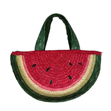 Woven Wicker Watermelon Top Handle Summer Bag