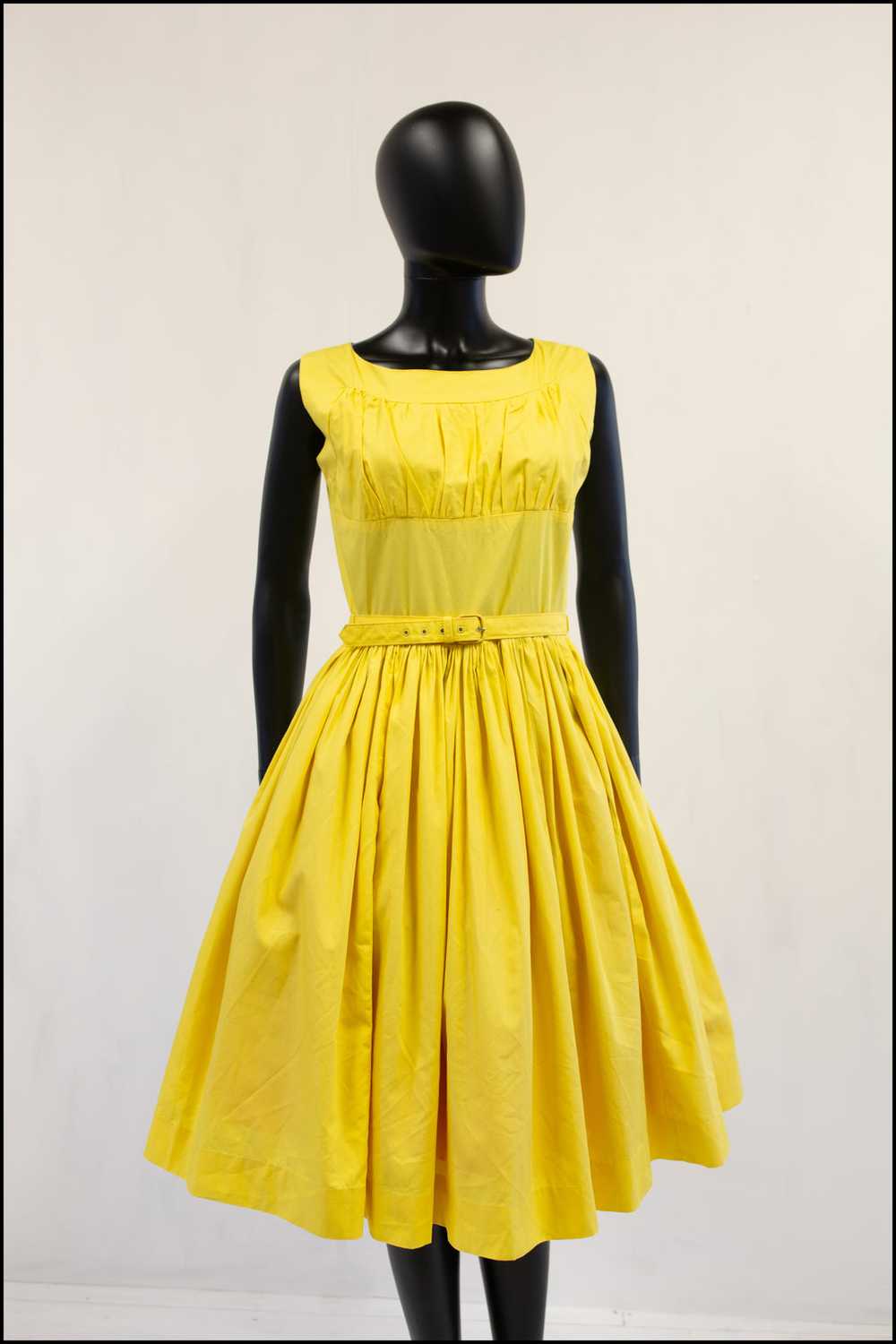 Vintage 1950s Lemon Yellow Cotton Sun Dress - image 2