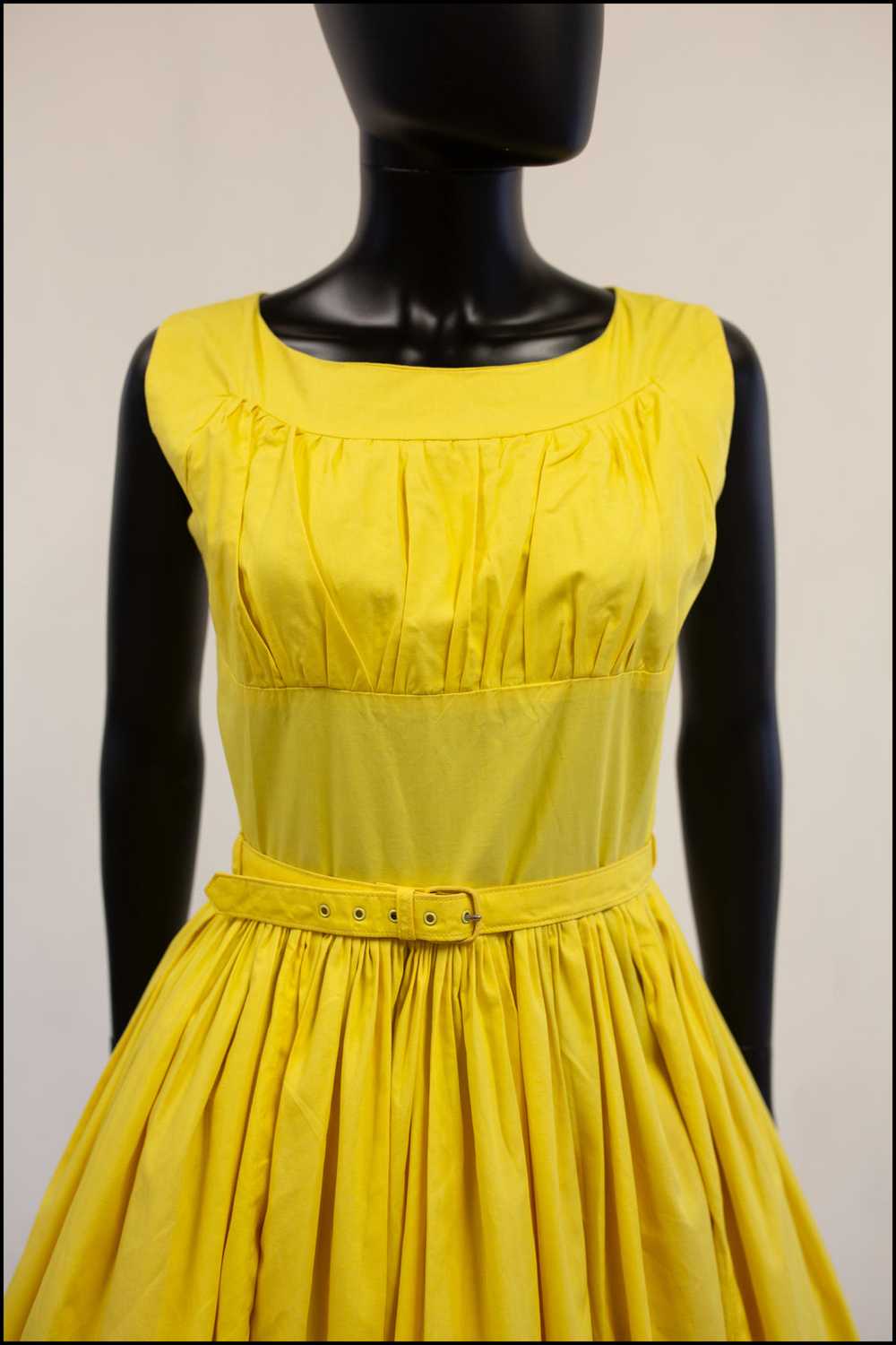 Vintage 1950s Lemon Yellow Cotton Sun Dress - image 3