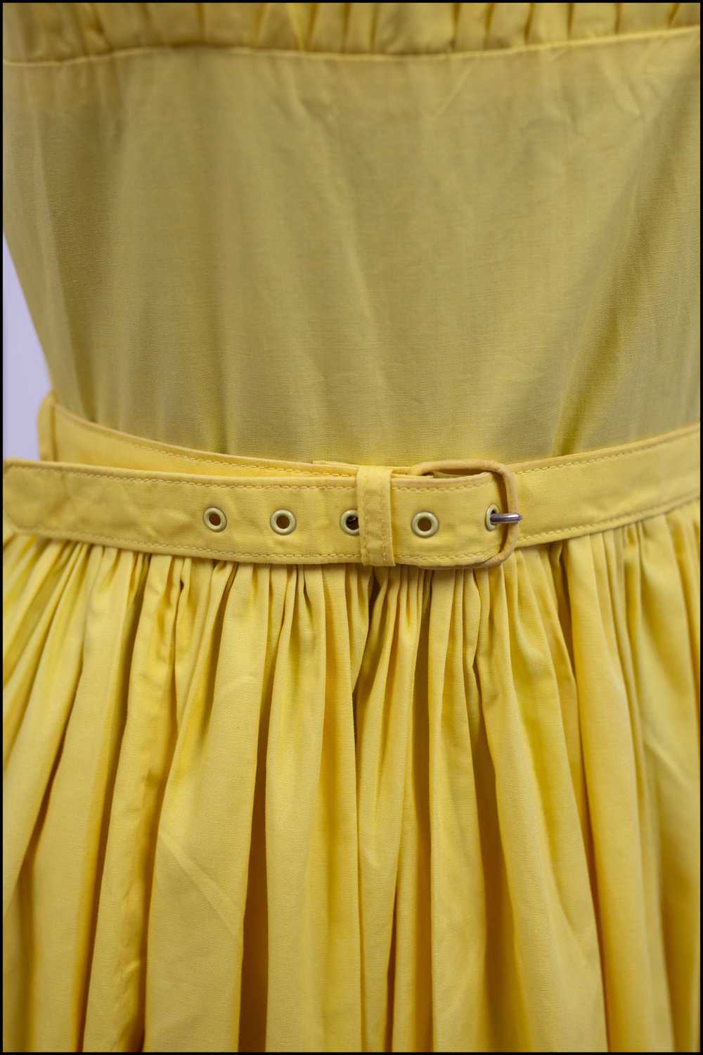 Vintage 1950s Lemon Yellow Cotton Sun Dress - image 6