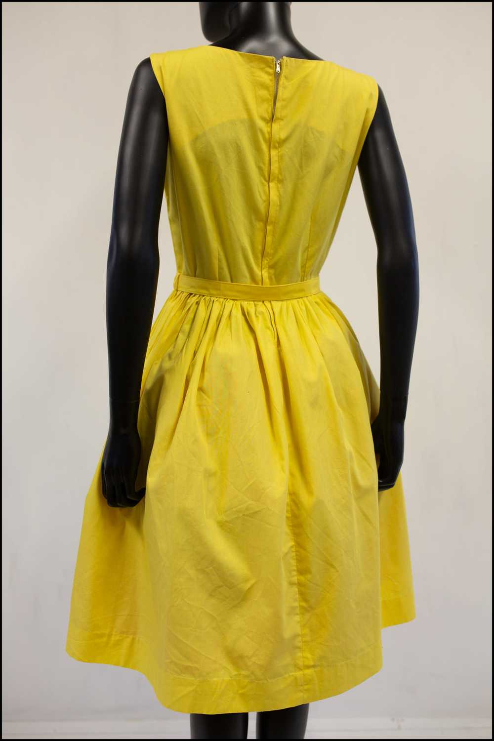 Vintage 1950s Lemon Yellow Cotton Sun Dress - image 9