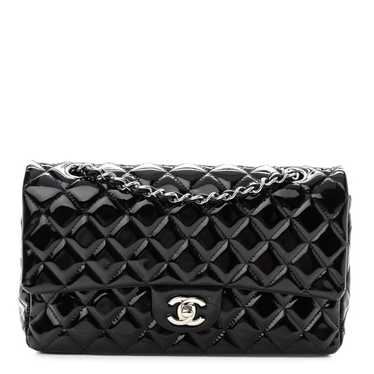 CHANEL Patent Quilted Medium Double Flap Black - image 1