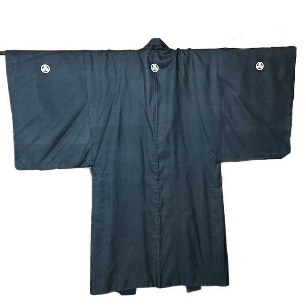 1980s Black Silk Kimono Robe Gold Detailing - image 4