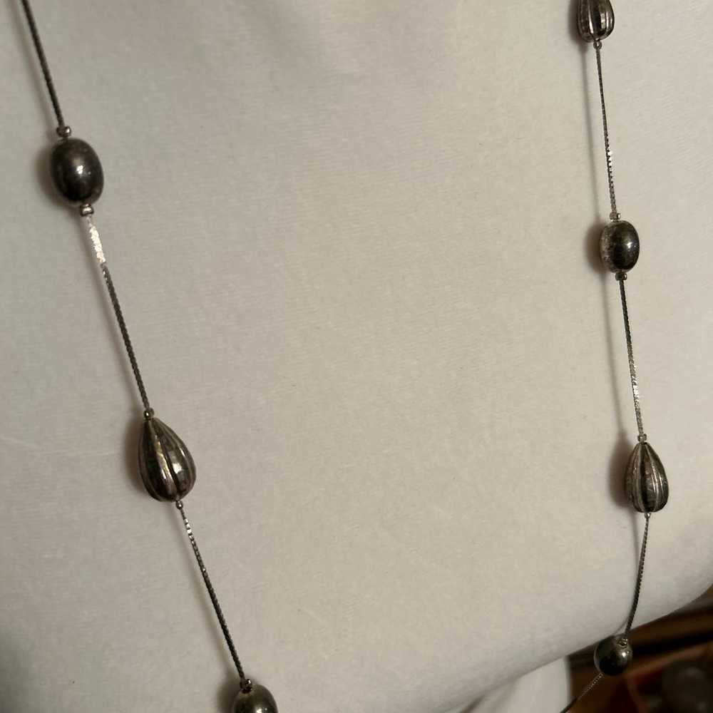 Made in Korea Vintage Silver Toned Beaded Necklace - image 2