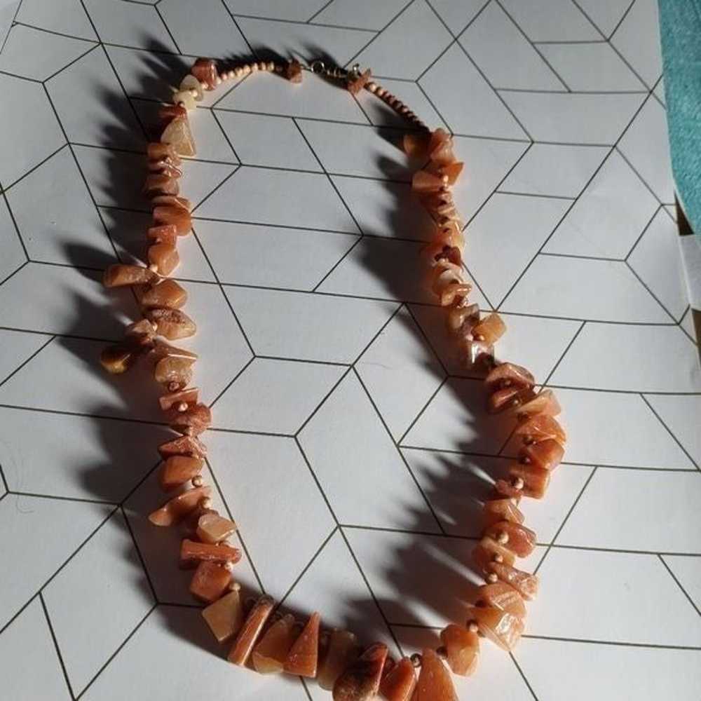Raw Moonstone Necklace chunky Peach - image 5