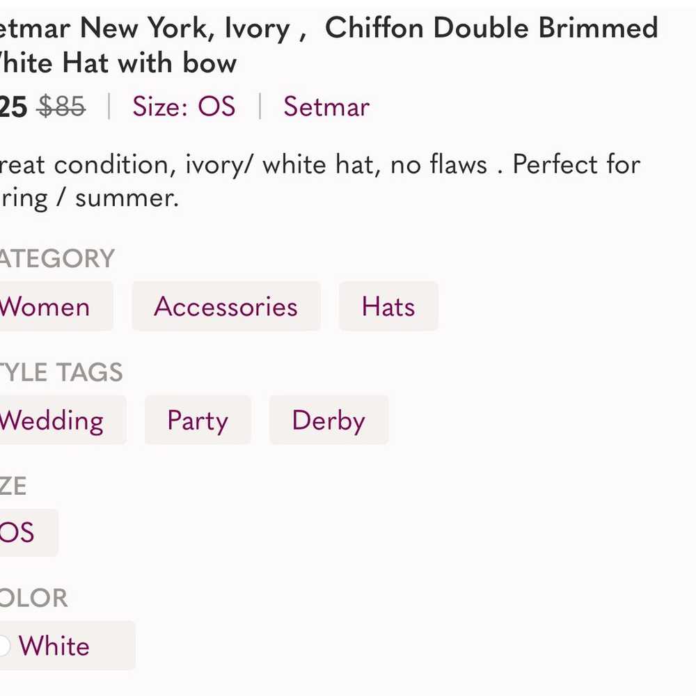 Betmar New York, Ivory hat, great condition, summ… - image 12