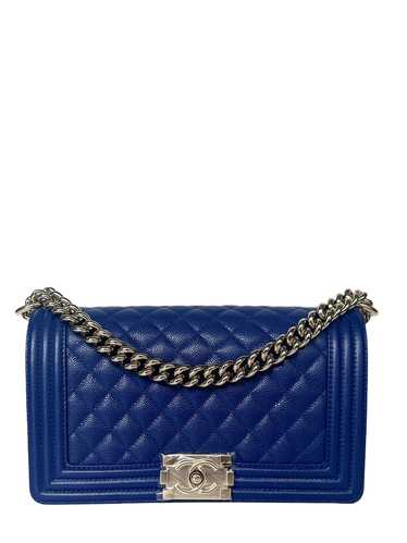 Chanel NEW Cobalt Blue Caviar Leather Quilted Med… - image 1