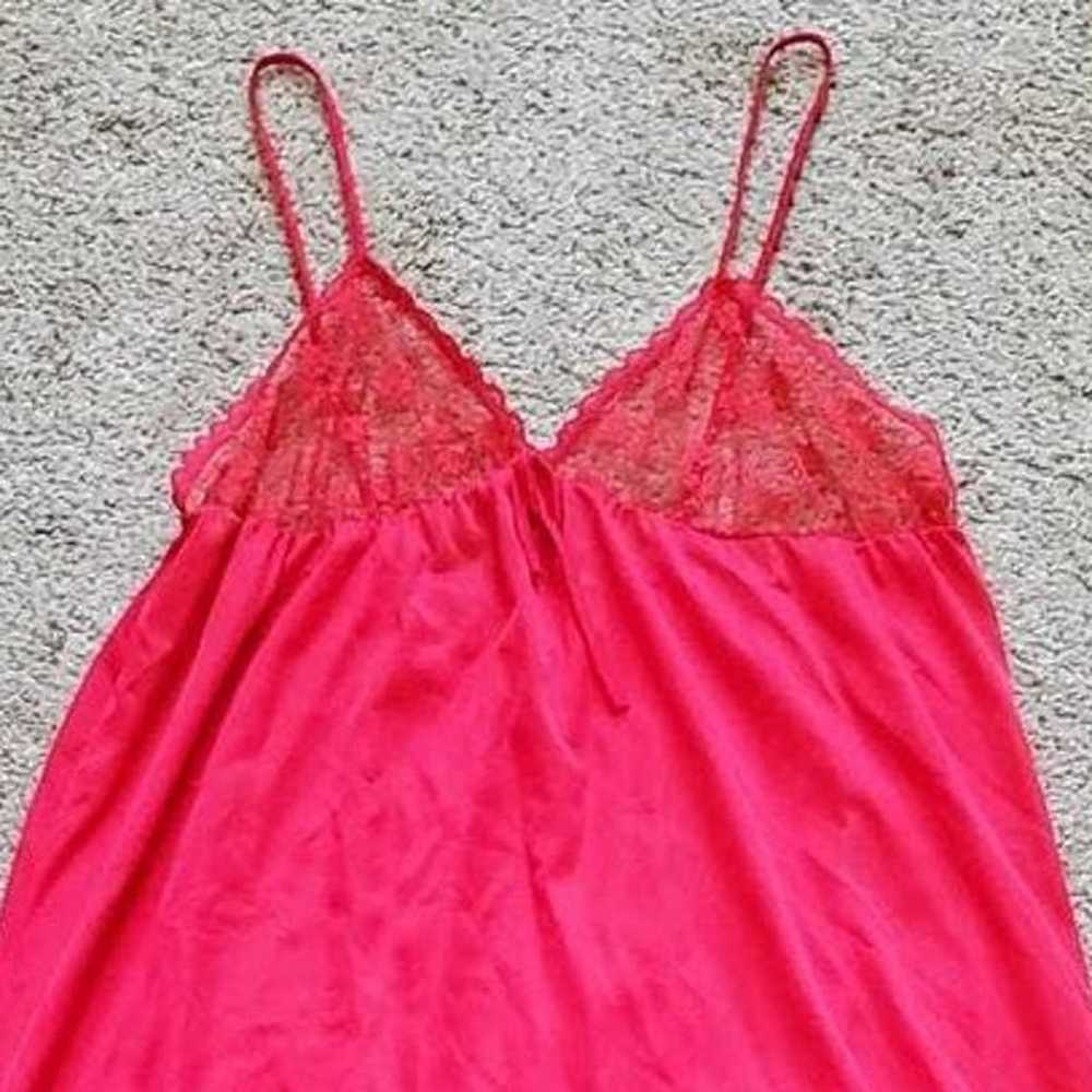 Vintage 90s 80s Long Red Flowy Babydoll Lace Maxi… - image 2