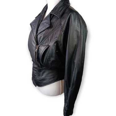 Wilsons VTG SZ XS Leather Black 80's Moto Jacket - image 1