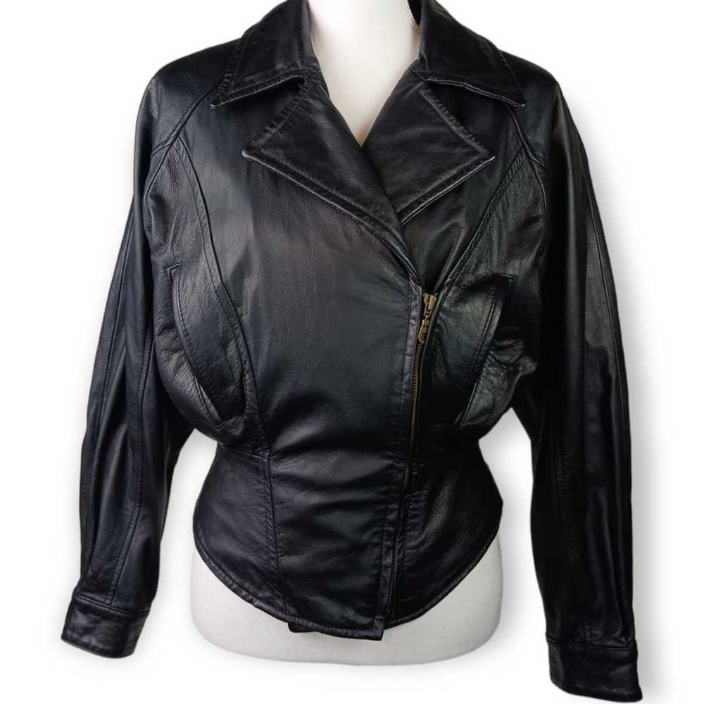 Wilsons VTG SZ XS Leather Black 80's Moto Jacket - image 3
