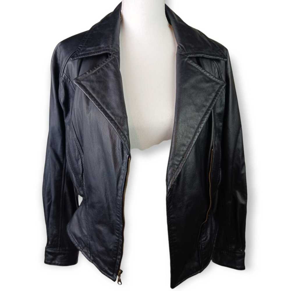Wilsons VTG SZ XS Leather Black 80's Moto Jacket - image 4