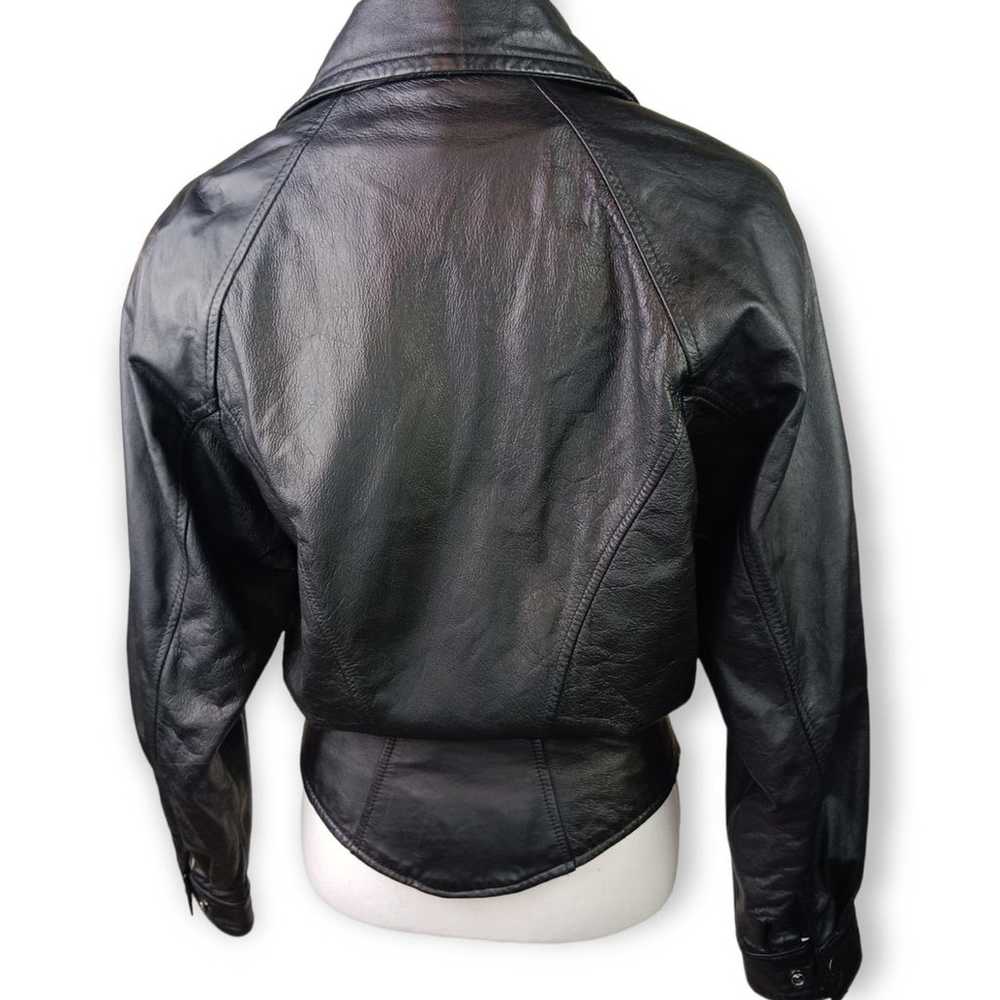 Wilsons VTG SZ XS Leather Black 80's Moto Jacket - image 5