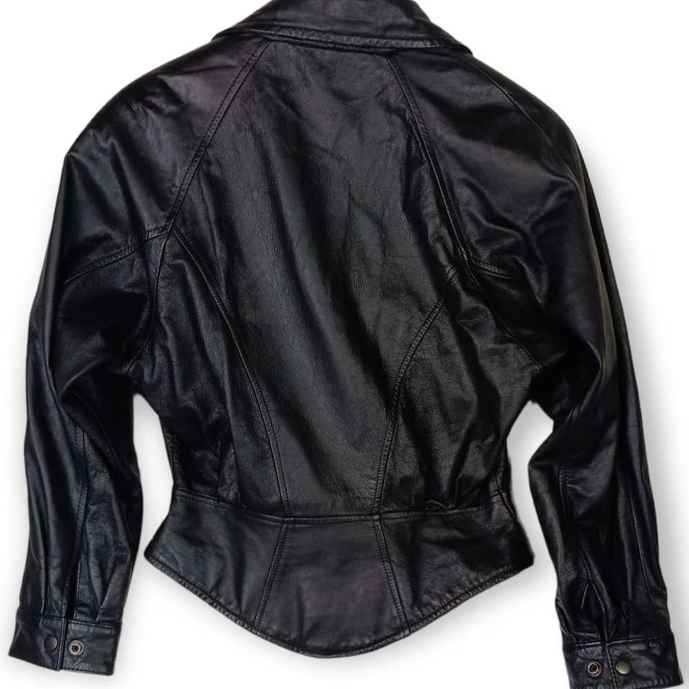 Wilsons VTG SZ XS Leather Black 80's Moto Jacket - image 7