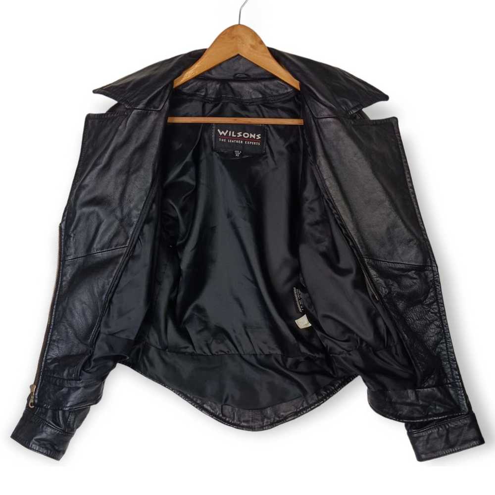 Wilsons VTG SZ XS Leather Black 80's Moto Jacket - image 8