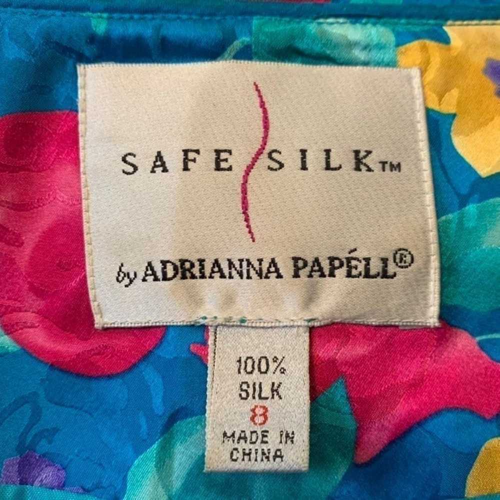 Women’s Vintage Safe Silk Adrianna Papell blue fl… - image 8