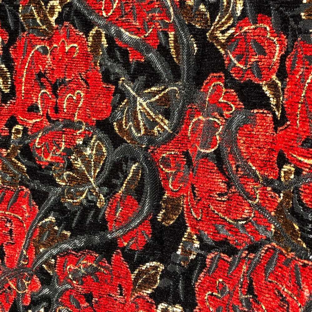 Red Saffron Rose Carpet Vest Vintage Floral Patte… - image 5