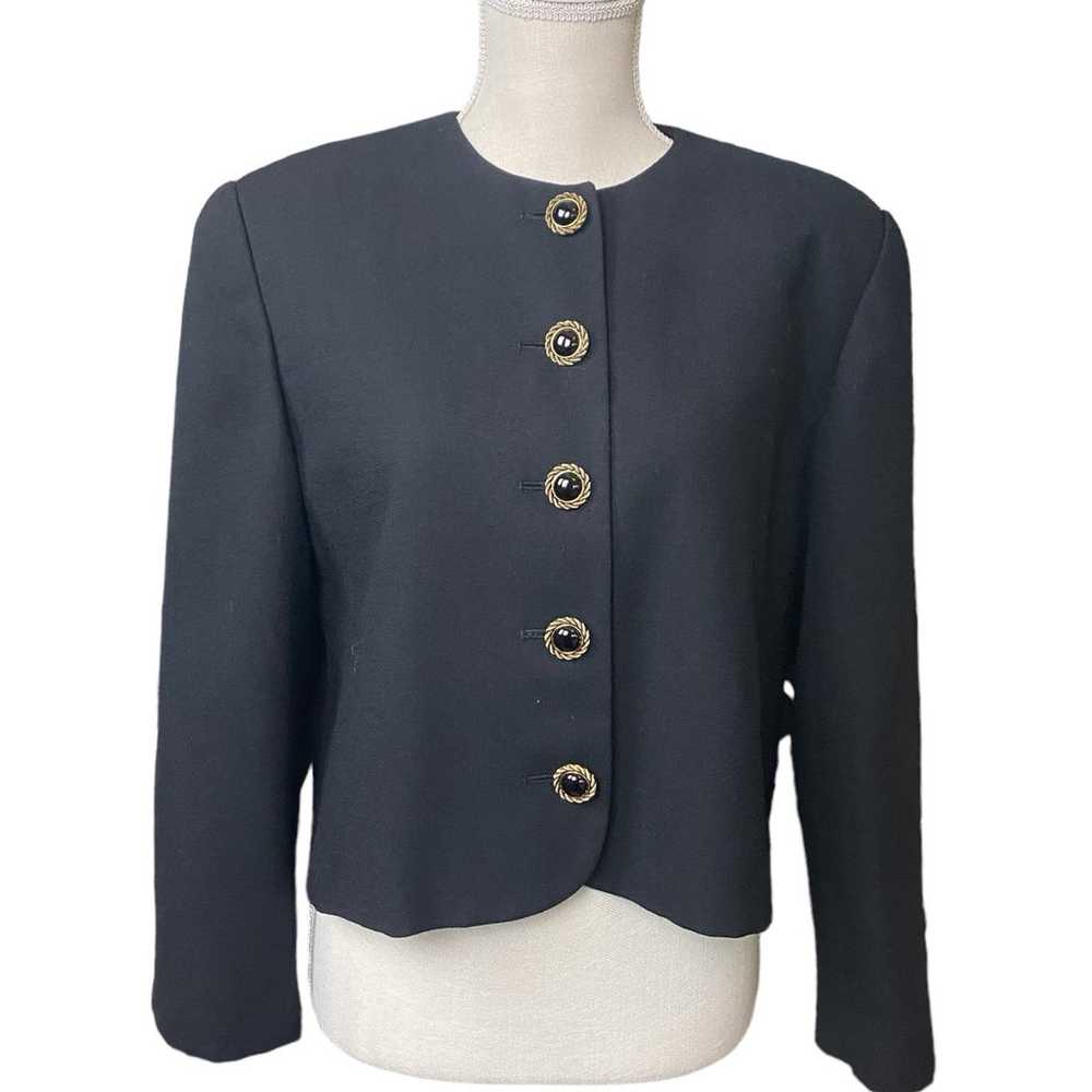 Vintage Carlisle Black Wool Blazer with Stunning … - image 2