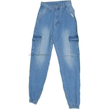 SHEIN EZwear High Waist Flap Pocket Whip Stitch Cargo Jeans